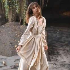 Stop List Off-White Organic Wrap Jacket Cotton Cardigan Jackets & Cardigans