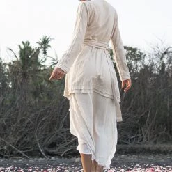 Stop List Off-White Organic Wrap Jacket Cotton Cardigan Jackets & Cardigans