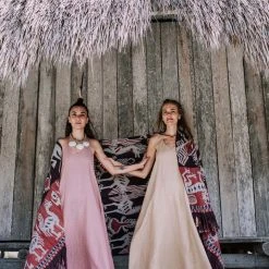 Agus Limited Edition Pink Linen Boho Bridesmaid Slip Dress