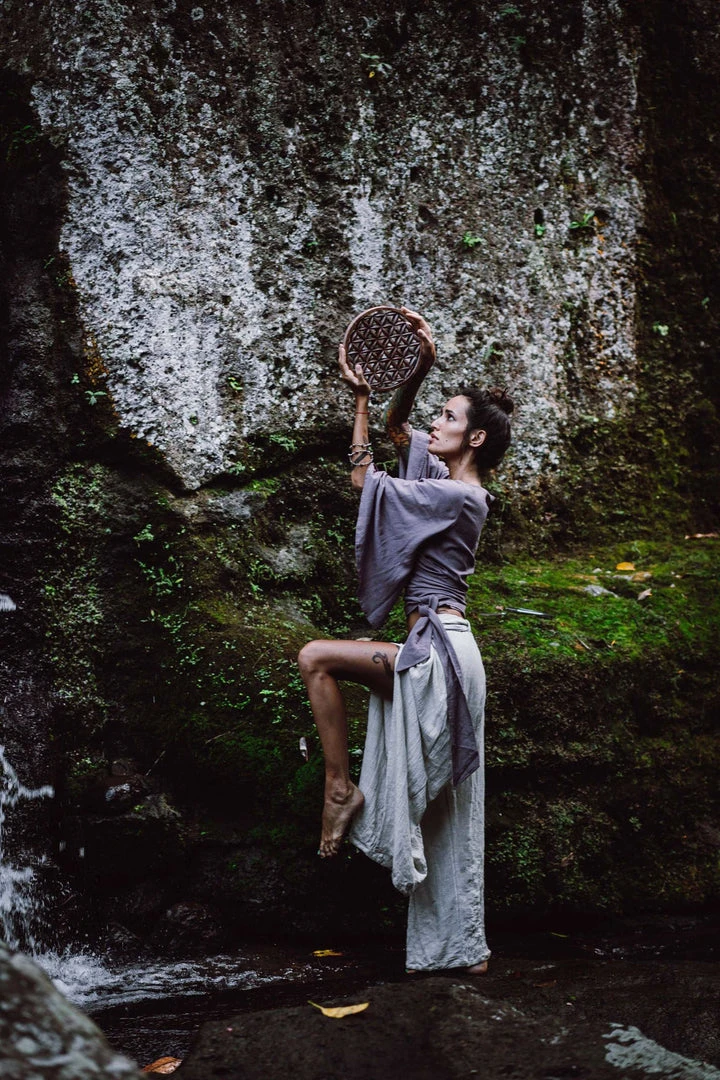 Stop List Violet Linen Wrap Top "Chi Wrap Top" Tops & Tunics