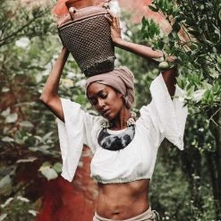 Stop List Beige Handwoven Linen Wrap Gypsy Maxi Skirt