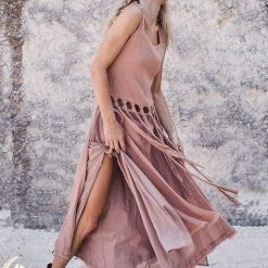 Stop List Dusty Pink Tribal Boho Bohemian Cotton Dress Aka "Tribal Soul Dress"