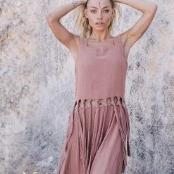 Stop List Dusty Pink Tribal Boho Bohemian Cotton Dress Aka