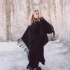 Eddie Black Cotton Long Boho Shawl Scarf