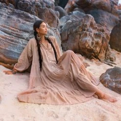 AYA Sacred Wear NEW! Boho Dress For Women • Beige Bohemian Prom Dress • Light Summer Dress New Collection