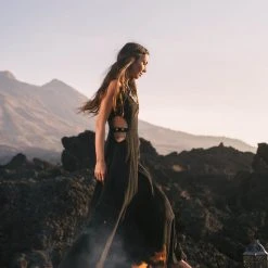 Eddie Black Evening Boho Bohemian Maxi Dress