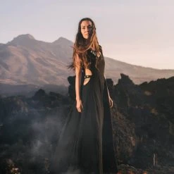 Eddie Black Evening Boho Bohemian Maxi Dress