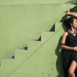 Stop List Organic Cotton Dresses Black Sleeveless Bohemian Wrap Dress Robe 14 Stop List Organic Cotton Dresses Black Sleeveless Bohemian Wrap Dress Robe