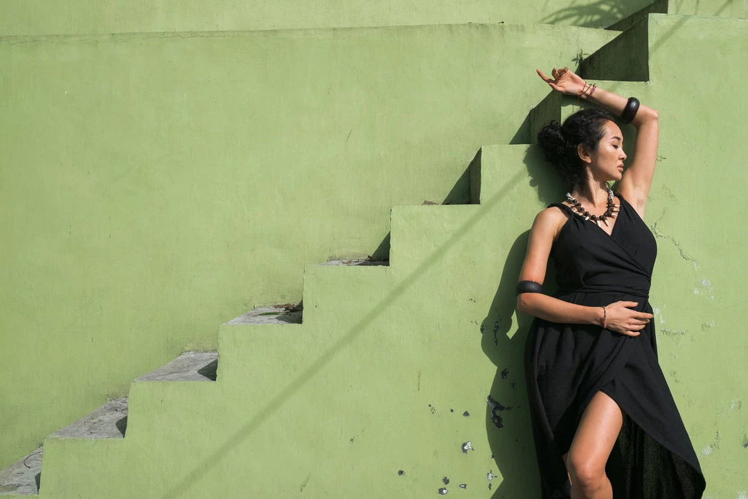 Stop List Organic Cotton Dresses Black Sleeveless Bohemian Wrap Dress Robe 6 Stop List Organic Cotton Dresses Black Sleeveless Bohemian Wrap Dress Robe