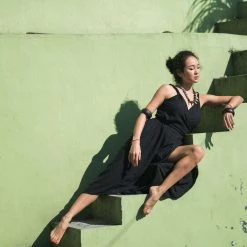 Stop List Organic Cotton Dresses Black Sleeveless Bohemian Wrap Dress Robe 15 Stop List Organic Cotton Dresses Black Sleeveless Bohemian Wrap Dress Robe