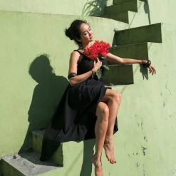 Stop List Organic Cotton Dresses Black Sleeveless Bohemian Wrap Dress Robe 12 Stop List Organic Cotton Dresses Black Sleeveless Bohemian Wrap Dress Robe