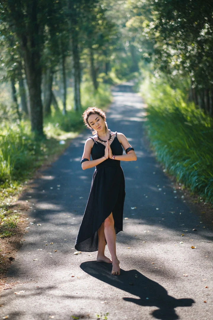 Stop List Organic Cotton Dresses Black Sleeveless Bohemian Wrap Dress Robe 8 Stop List Organic Cotton Dresses Black Sleeveless Bohemian Wrap Dress Robe