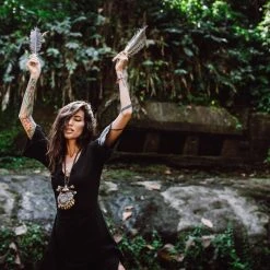 Eddie Organic Cotton Dresses Black Boho Dress With Open Back • Organic Cotton Dress