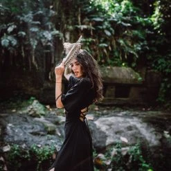 Eddie Organic Cotton Dresses Black Boho Dress With Open Back • Organic Cotton Dress