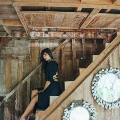 Eddie Organic Cotton Dresses Black Boho Dress With Open Back • Organic Cotton Dress