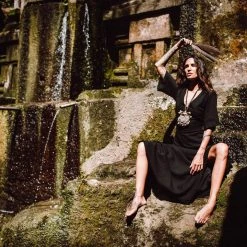 Eddie Organic Cotton Dresses Black Boho Dress With Open Back • Organic Cotton Dress