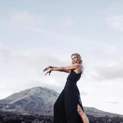 Agus Limited Edition Organic Black Boho One Shoulder Dress • Black Wedding Dress