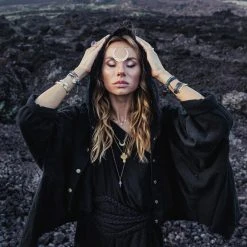 Agus Limited Edition Organic Black Boho One Shoulder Dress • Black Wedding Dress