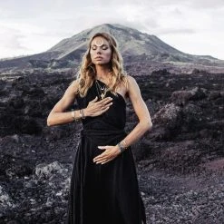 Agus Limited Edition Organic Black Boho One Shoulder Dress • Black Wedding Dress