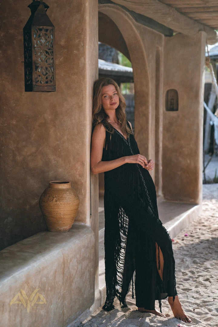 Jimmy Boho Handwoven And Hand-Loomed Dress • Tribal Raw Cotton Cover-up Limited Edition