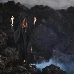 Agus Jackets & Cardigans Black Boho Asymmetrical Jacket With Hood