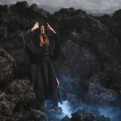 Agus Jackets & Cardigans Black Boho Asymmetrical Jacket With Hood