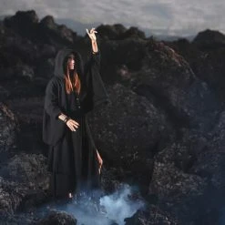 Agus Jackets & Cardigans Black Boho Asymmetrical Jacket With Hood