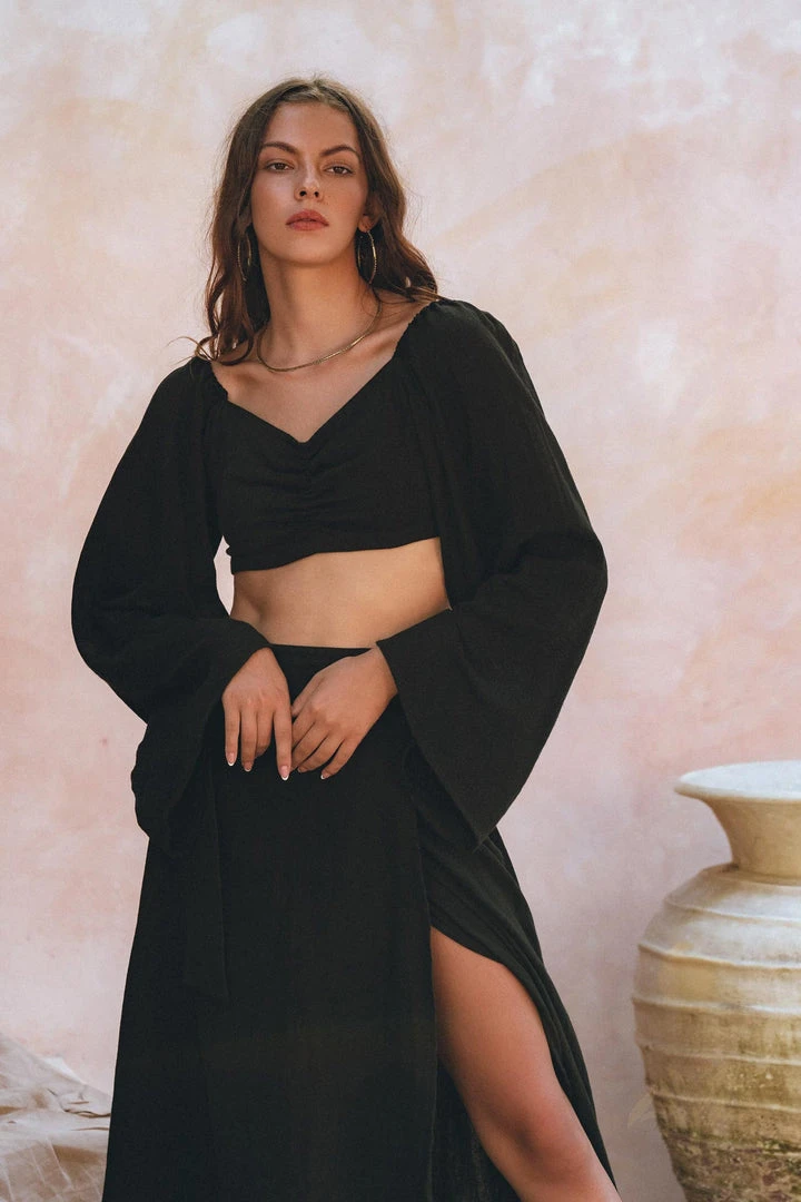 Eddie New Collection Black Summer Open Belly Top And Skirt • Black Tank Top And Maxi Skirt 4 Eddie New Collection Black Summer Open Belly Top And Skirt • Black Tank Top And Maxi Skirt