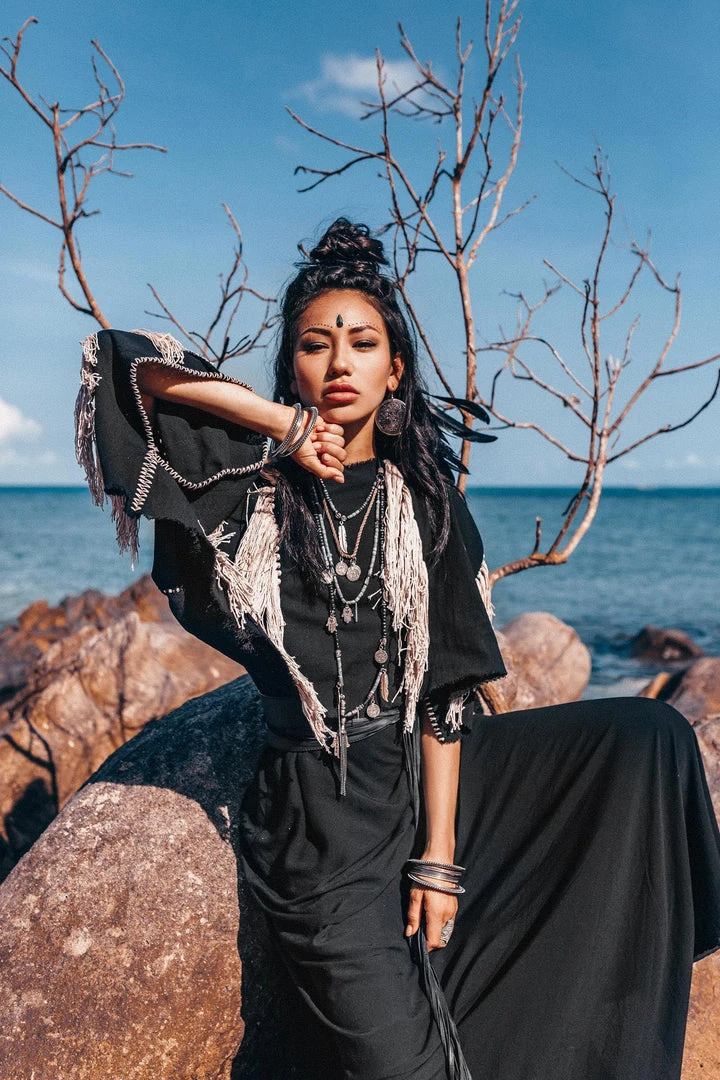 Jimmy Limited Edition Black Boho Top • Bohemian Top With Tassels