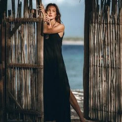 Eddie Black Boho Dress • Goddess Dress • Bohemian Tribal Dress • Long Maxi Slip Dress Organic Cotton Dresses