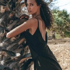 Eddie Black Boho Dress • Goddess Dress • Bohemian Tribal Dress • Long Maxi Slip Dress Organic Cotton Dresses