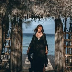 Eddie Black Boho Dress • Goddess Dress • Bohemian Tribal Dress • Long Maxi Slip Dress Organic Cotton Dresses