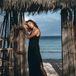 Eddie Black Boho Dress • Goddess Dress • Bohemian Tribal Dress • Long Maxi Slip Dress Organic Cotton Dresses