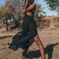 Eddie Black Boho Dress • Goddess Dress • Bohemian Tribal Dress • Long Maxi Slip Dress Organic Cotton Dresses