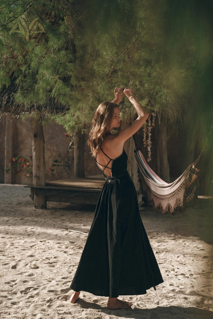 Jimmy Black Cotton Slip Dress With Hand Embroidery 12 Jimmy Black Cotton Slip Dress With Hand Embroidery