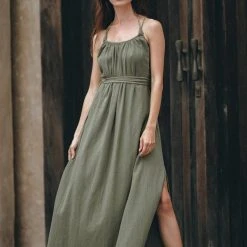 Jimmy Green Organic Cotton Dress • Bohemian Bridesmaid Dress • Hand Loomed Open Back Dress Limited Edition