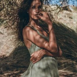 Jimmy Green Organic Cotton Dress • Bohemian Bridesmaid Dress • Hand Loomed Open Back Dress Limited Edition