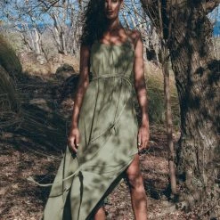 Jimmy Green Organic Cotton Dress • Bohemian Bridesmaid Dress • Hand Loomed Open Back Dress Limited Edition