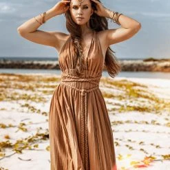 Agus Ochre Greek Goddess Dress