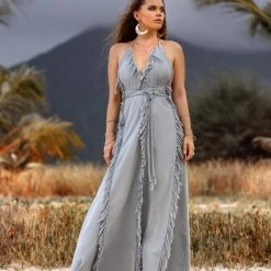 Jimmy New Collection Sky Blue Tassel Dress • Organic Raw Cotton Bridesmaid Dress