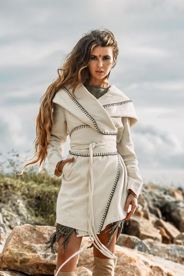 Jimmy Warm Boho Hoody Cardigan For Women • Off-White Belted Wrap Cardigan