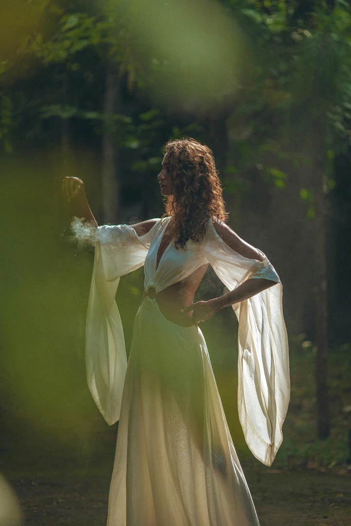 Jimmy Off-White Organic Wedding Boho Dress For Women • Goddess Dress