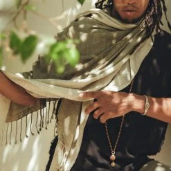 AYA Sacred Wear Ombre Botanically Dyed Green Cotton Scarf For Men