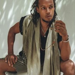 AYA Sacred Wear Ombre Botanically Dyed Green Cotton Scarf For Men