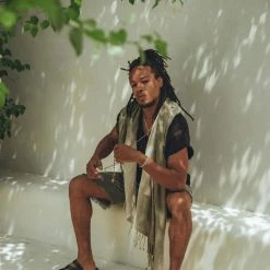 AYA Sacred Wear Ombre Botanically Dyed Green Cotton Scarf For Men