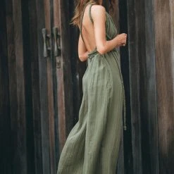 Agus Limited Edition Green Braided Belted Jumpsuit • Overalls For Women • Apron Dress