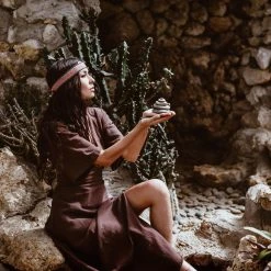 Eddie Brown Organic Cotton Boho Dress With Half Sleeves