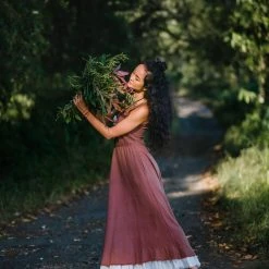 Stop List Organic Cotton Dresses Brown Bohemian Dress With Pockets