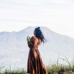 Stop List Organic Cotton Dresses Brown Bohemian Dress With Pockets