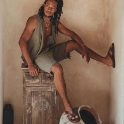 AYA Sacred Wear Dark Green Hand Embroidered Vest For Men On Sale